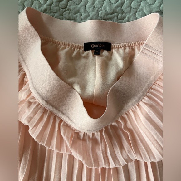 Quince Soft Pink Chiffon Pleaded Midi- size Small - Picture 3 of 5